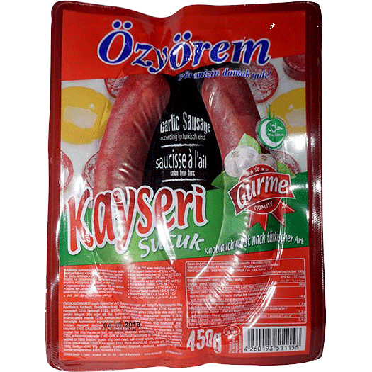 Ozyorem Kayseri Garlic Sausage (Sucuk)  450 Gr