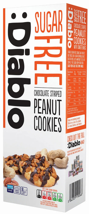 Diablo Sugar Free Chocolate Striped Peanut Cookies 150g