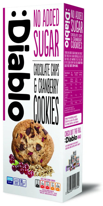 Diablo No Added Sugar Chocolate Chips & Cranberry Cookies (Çikolata ve Kızılcık) 135g