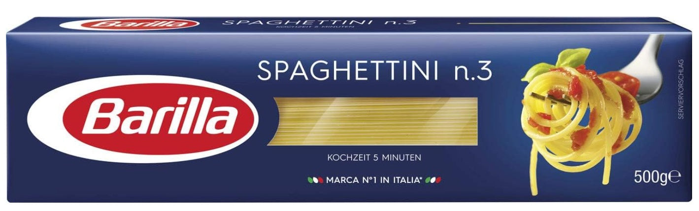 Barilla Spaghettini Pasta Number 3 (Makarna) 500 Grams