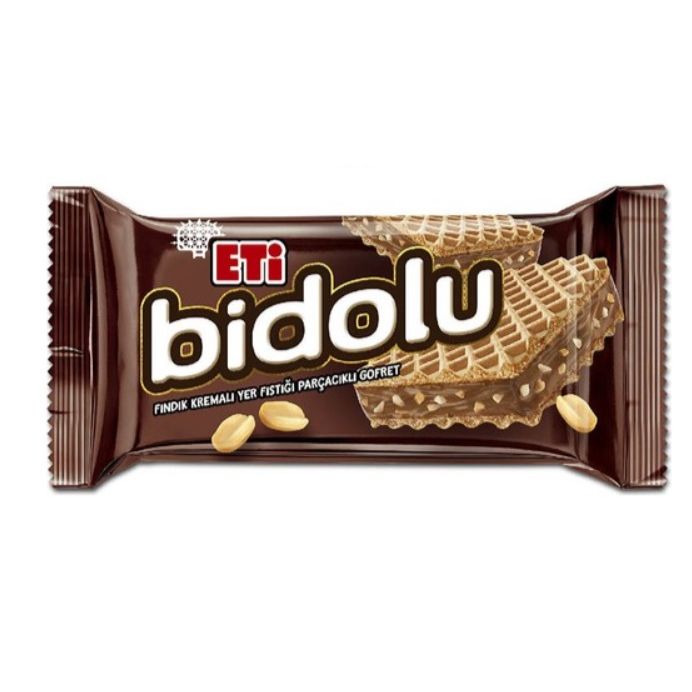 Eti Bidolu Cacao Cream Wafer With Peanut Pieces (Findik Kremali Yer Fistigi Parcacikli Gofret) 36 Grams