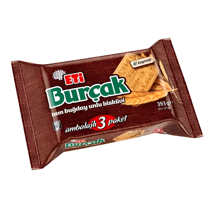 Eti Burcak Wholewheat Biscuit (Tam Bugday Unlu Biskuit) 3*131 G
