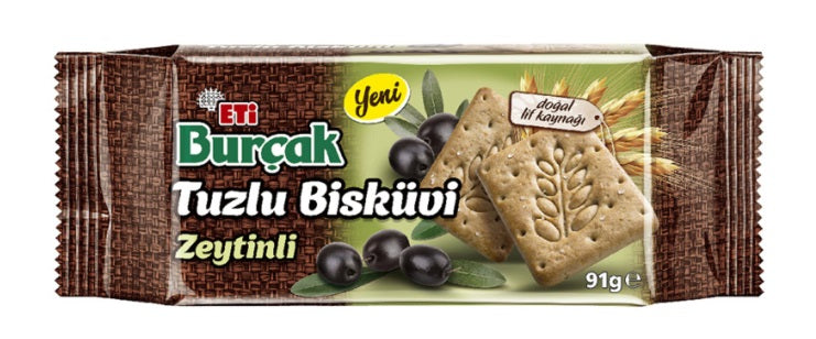 Eti Burcak Wholewheat Biscuit with Olive and Salt (Tuzlu Zeytinli Biskuvi) 91 g