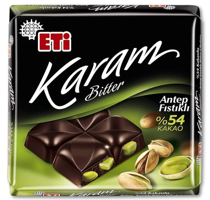 Eti Karam Dark Chocolate with Pistachios 54% (Fistikli Bitter Cikolata) 60 Gr