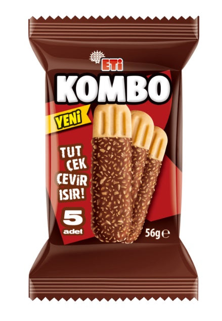 Eti Kombo Chocolate Biscuit Sticks (Hindistan Cevizi ve Cikolata Kaplamali Biskuvi) 56 g