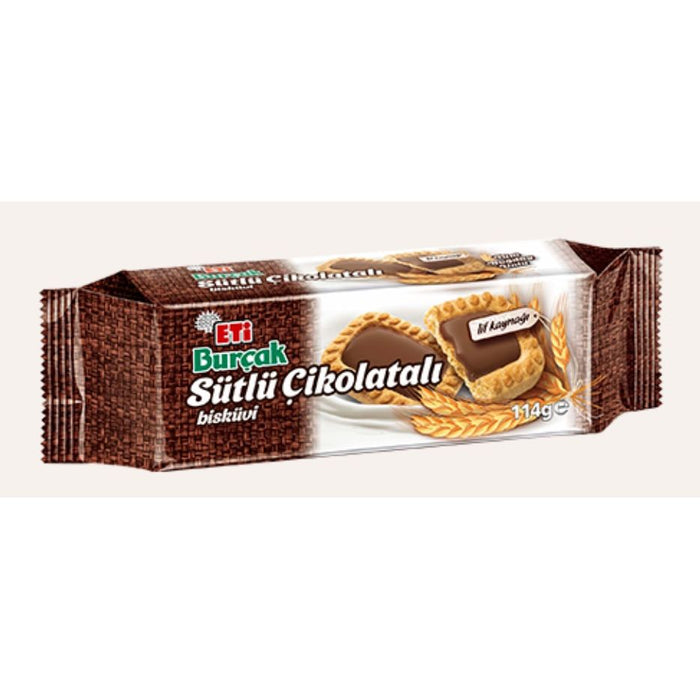 Eti Burcak Wholemeat Milk Chocolate Biscuit (Sutlu Cikolatali Yulafli Biskuvi) 114 Gr