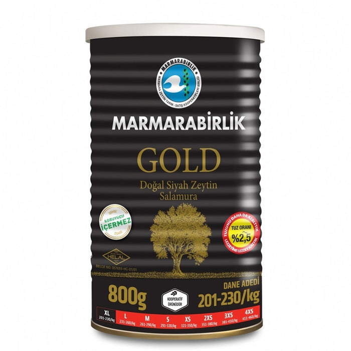 Marmarabirlik Gold Black Olives XL Tin (Siyah Zeytin) 800gr