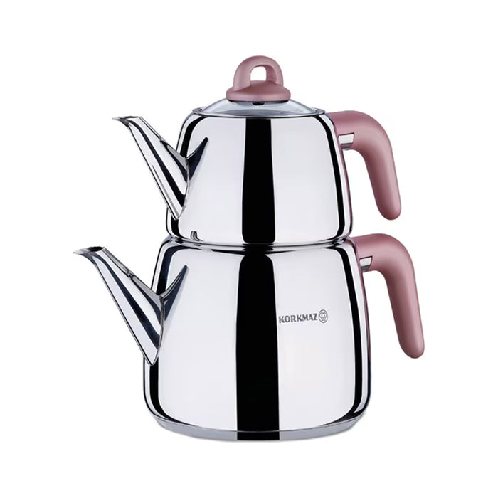 Korkmaz Bella Rosegold Stainless Steel Teapot Set - Induction (Caydanlik Seti)