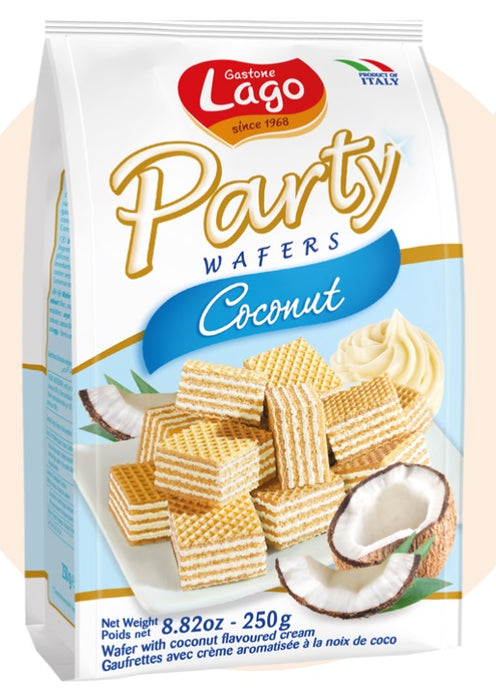 Lago Party Wafers Coconut (Hindistan Cevizli Gofret) 250 Grams