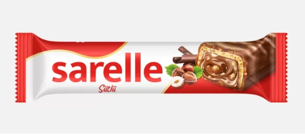 Sarelle Hazelnut and Milk Chocolate Cream Filled Wafer Covered With Milk Chocolate 33g (Sutlu Cikolata Kaplamali Findikli Gofret )