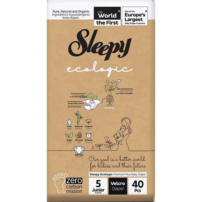 Sleepy Ecologic Baby Velcro Diaper Junior / 11-20 Kg (Cirtli Bebek Bezi) 40 Pcs