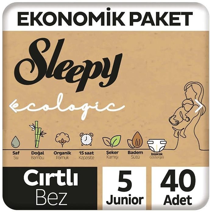 Sleepy Ecologic Baby Velcro Diaper Junior / 11-20 Kg (Cirtli Bebek Bezi) 40 Pcs