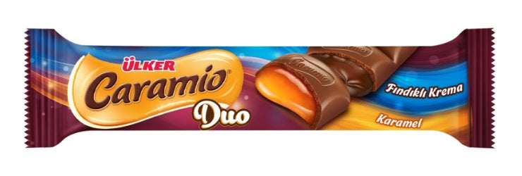 Ulker Caramio Caramel Duo Chocolate Bar (Findik Kremali Cikolata) 32 Gr