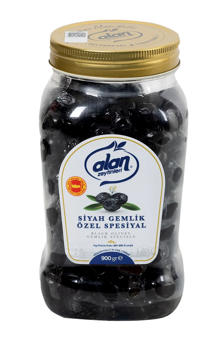 Alan Gemlik Special Premium Black Olives XL 900g | Best Grocery