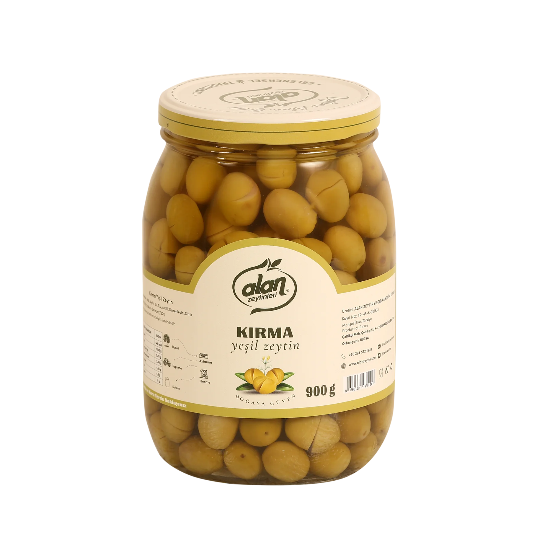 Alan Kırma Cracked Green Olives 900g | Best Grocery