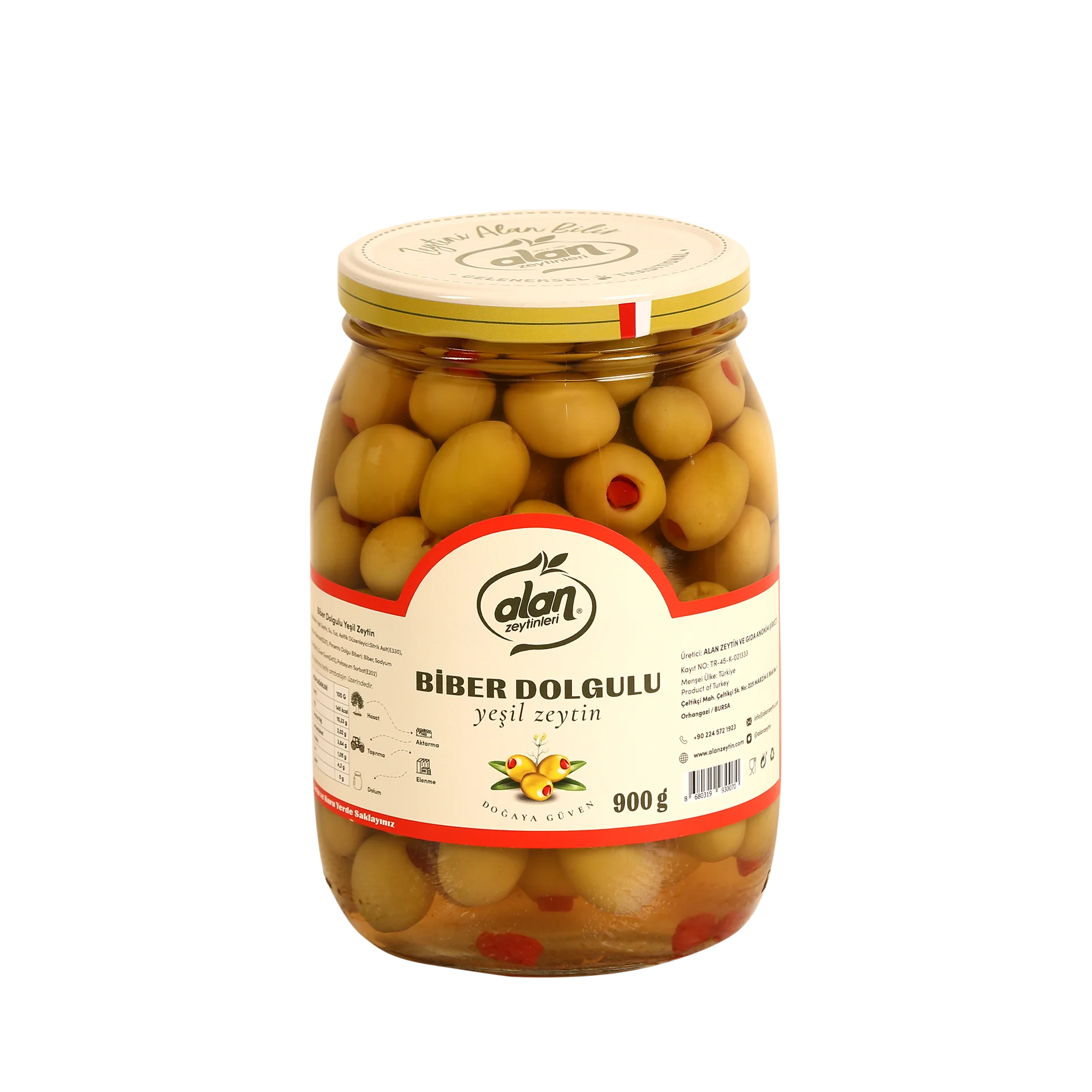 Alan Premium Pepper Stuffed Green Olives 900g | Best Grocery