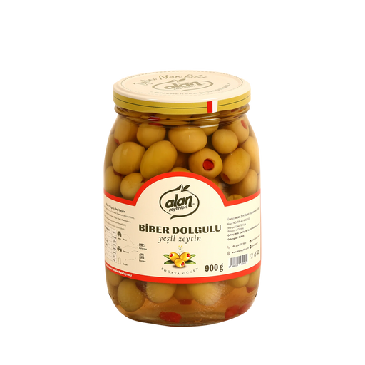 Alan Premium Pepper Stuffed Green Olives 900g | Best Grocery