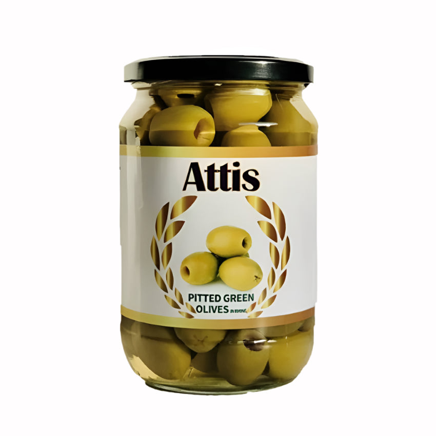 Attis Premium Mediterranean Pitted Green Olives 720ml Jar | Best Grocery
