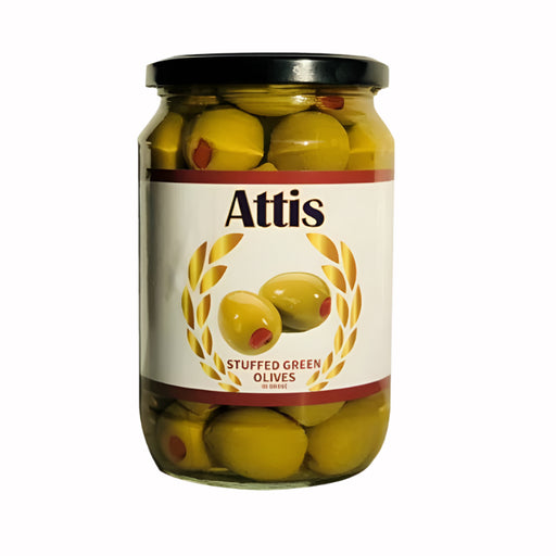 Attis Premium Green Olives Stuffed with Red Pepper 720ml | Best Grocery