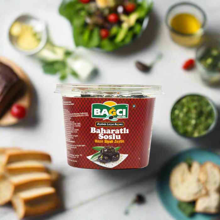 Buy Bagcı Black Gemlik Olives Marinated in Herbs 400g | Best Grocery