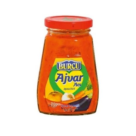 Burcu Hot Ajvar Spicy Breakfast Sauce Glass Jar 310g