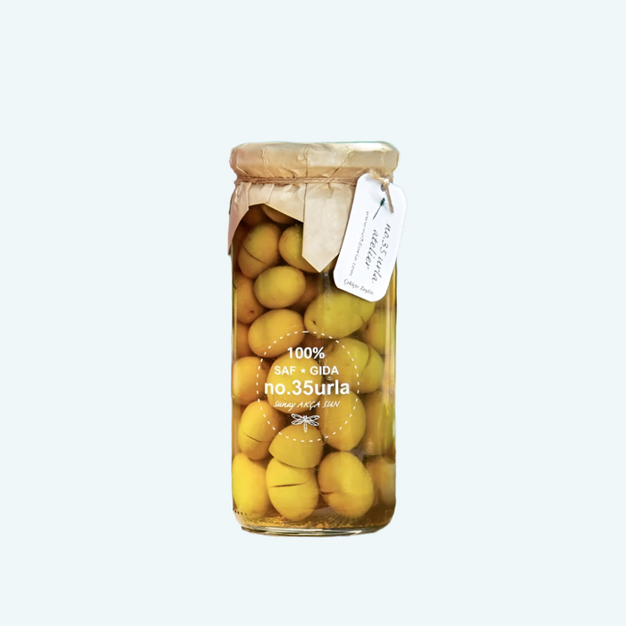 No 35 Urla Cekicte Zerdecalli Yesil Zeytin  (Green Olives with Turmeric) 500 Gr