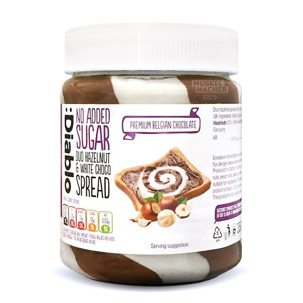 Diablo No Added Sugar Duo Hazelnut & White Choco Spread 350g