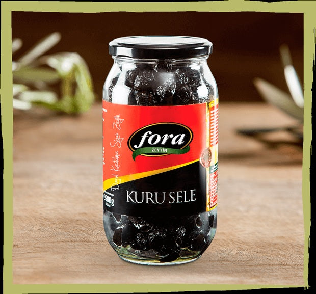 Fora Kuru Sele Black Olives Jar (Siyah Sele Zeytin) 600 Gr