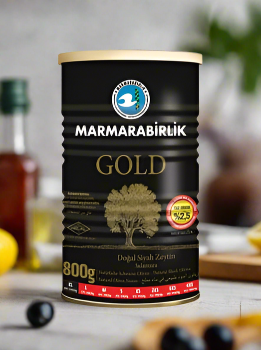 Marmarabirlik Gold Black Olives XL Tin (Siyah Zeytin) 800gr