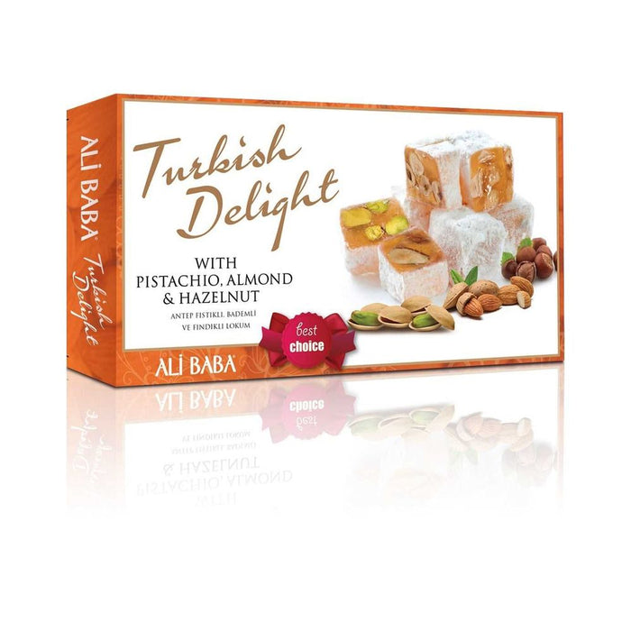 Ali Baba Antep Fistikli,Bademli ve Findikli Lokum (Turkish Delight with Pistachio,Almond and Hazelnut) 350 g