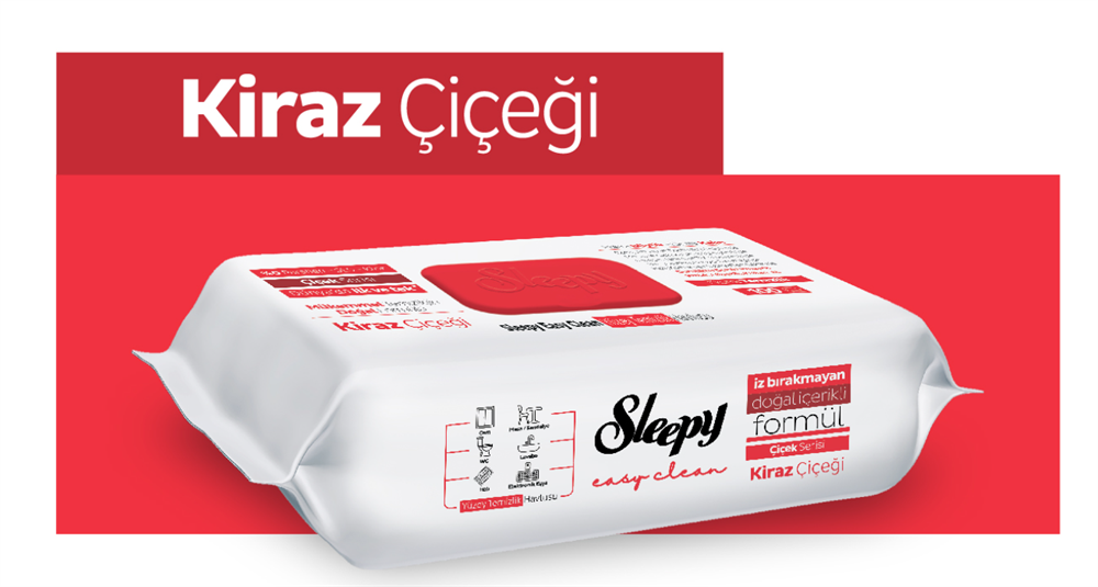 Sleepy Easy Clean Red Wet Wipes – Cherry Blossom (Kiraz Cicegi) 100 pcs