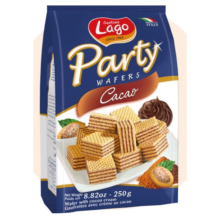 Lago Party Cocoa Cream Crispy Wafers 250g - Best Grocery