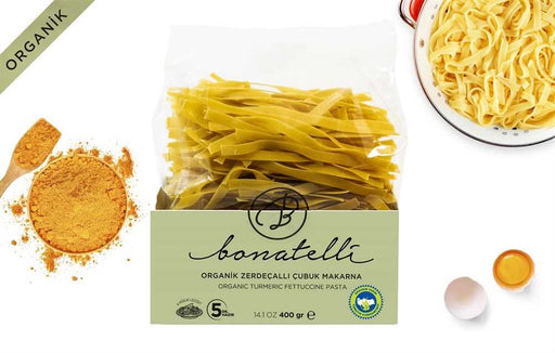 Bonatelli Organik Zerdecalli Cubuk Makarna (Organic Turmeric Fettucine Pasta) 400 Gr