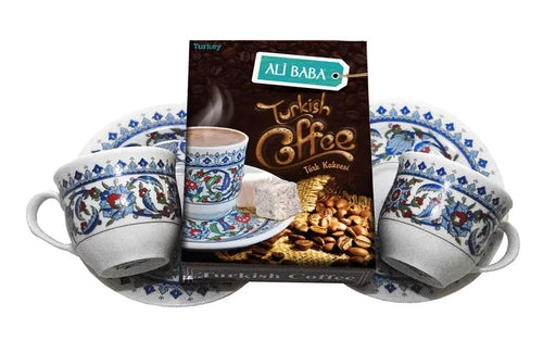 Ali Baba Turkish Coffee Set with 2 Porcelain Cups 100g | Best Grocery