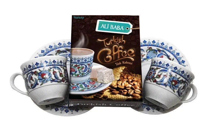 Ali Baba Turkish Coffee Set with 2 Porcelain Cups 100g | Best Grocery