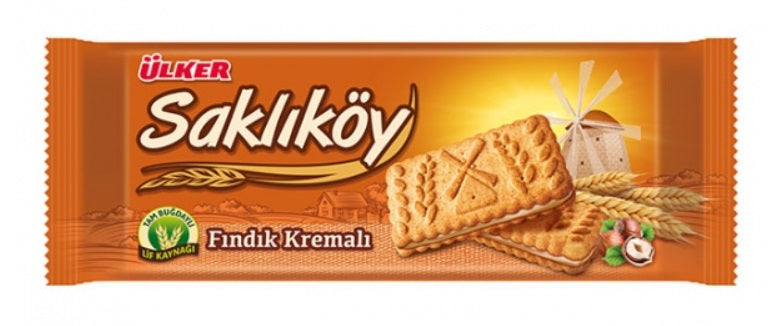 Ulker Saklikoy Hazelnut Cream Biscuit (Findik Kremali Biskuvi) 100 gr