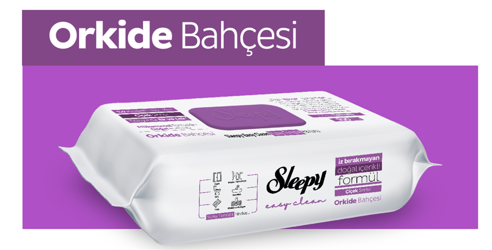 Sleepy Easy Clean Purple Wet Wipes – Orchid Garden (Orkide Bahcesi) 100 pcs