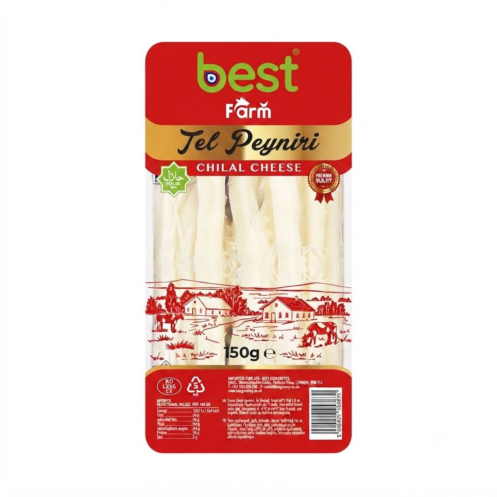 Best Farm Authentic Turkish Tel Peyniri Halal Chilal String Cheese 150g