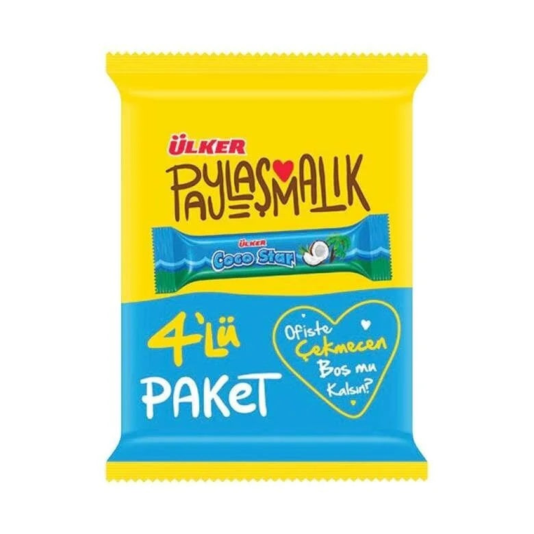 Ulker Coco Star Coconut Chocolate Bar 4 Pack | Best Grocery