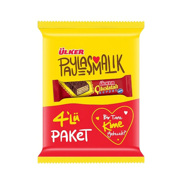 Ulker Paylasmalik Chocolate Wafer (4 Pack) Cikolatali Gofret