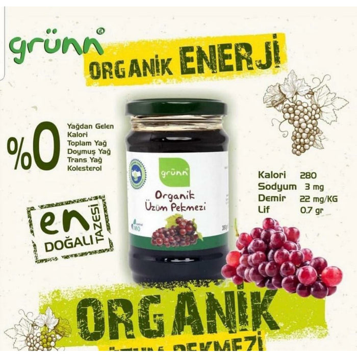 Grunn Organic Grape Molasses (Organik Uzum Pekmezi) 380g