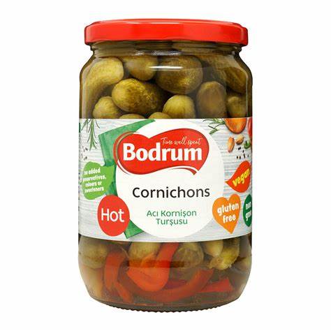 Bodrum Hot Cornichons (Aci Kornison Tursusu) 680g