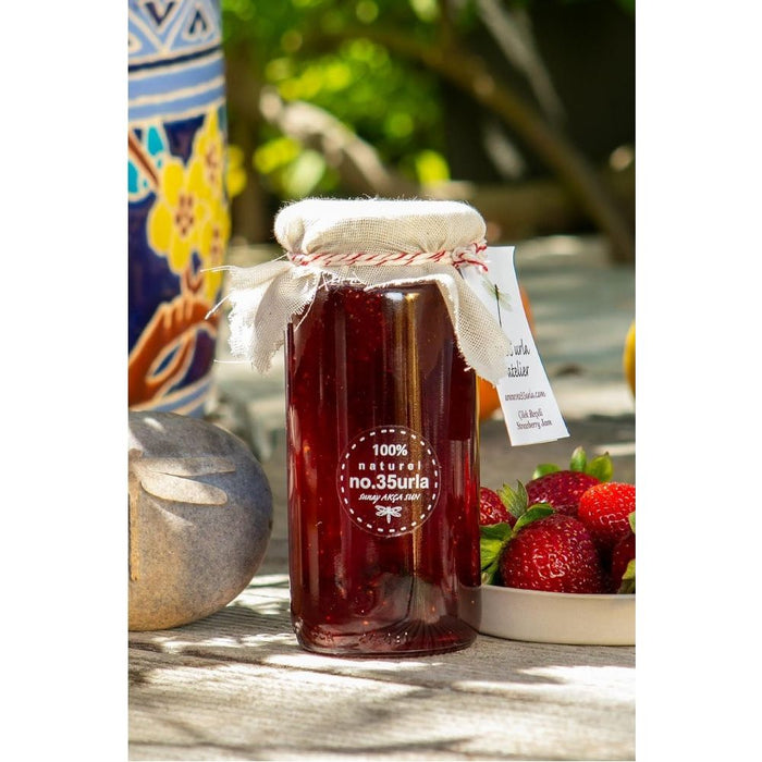 No 35 Urla Homemade Natural Strawberry Jam with Bilack Mulberry (Dogal Karadutlu Cilek Receli) 270 Gram