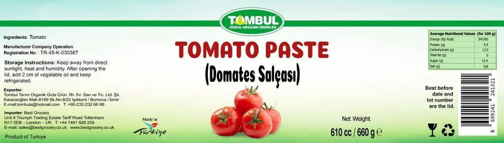 Tombul Natural Homemade Tomato Paste (Dogal Ev Yapimi Domates Salcasi) 660 cc