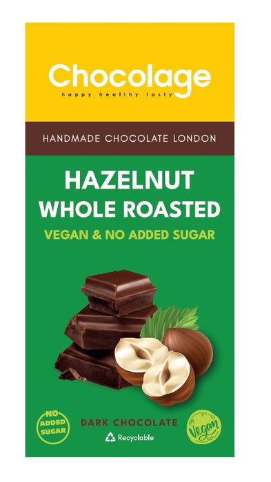 Chocolage Hazelnut Vegan No Added Sugar Dark Chocolate, 90g