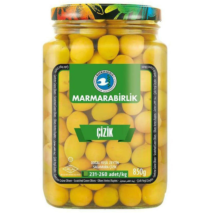 Marmarabirlik Green Scratched Olives M( Cizik Yesil Zeytin ) 850 gr
