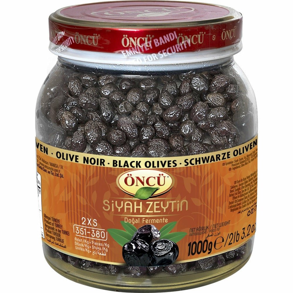 Oncu Black Olives 2XS Siyah Zeytin Glass Jar 1kg | Best Grocery