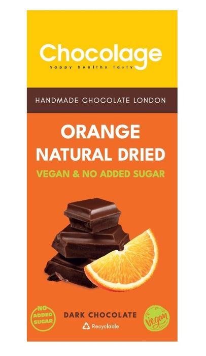 Chocolage Orange Vegan No Added Sugar Dark Chocolate, 80g