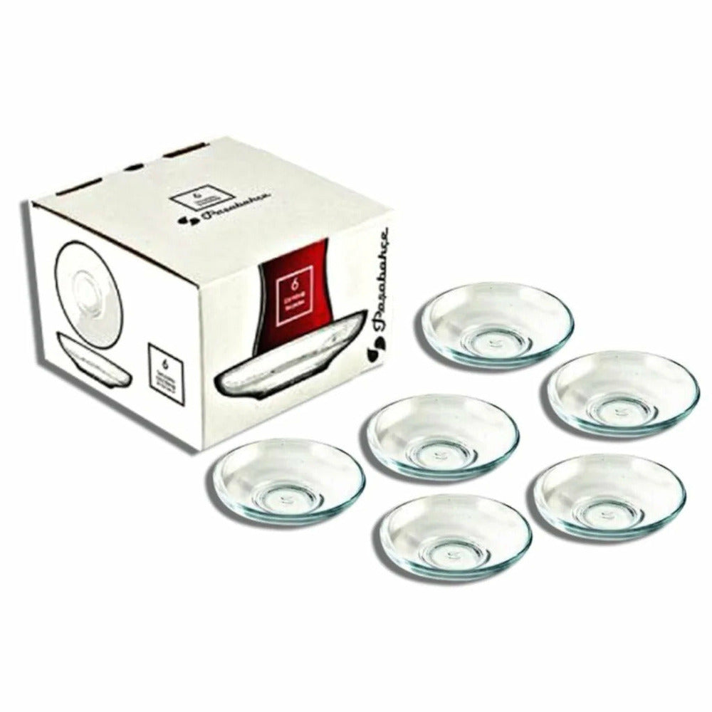 Pasabahce Plain Clear Glass Tea Saucer Set 6 Pcs | Best
