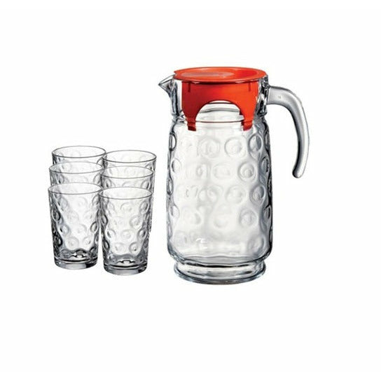 Pasabahce  Rings 6 Pcs Beverage Glass Set + Water Jug 1650 ml